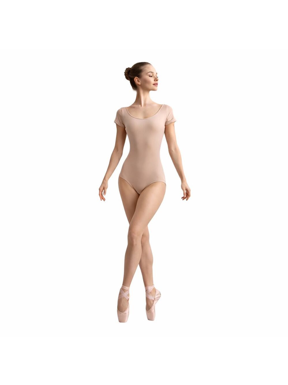 Capezio TB133 Short Sleeve Ballet Leotard Nude Large NWT